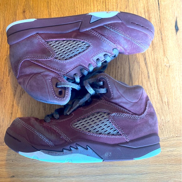 Nike Air Jordan 5 Retro Burgundy Boys 1Y‎ Preowned - Picture 1 of 7